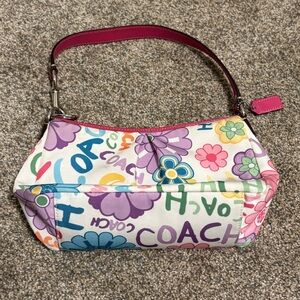 Coach Small Shoulder Bag with Pink Leather Trim